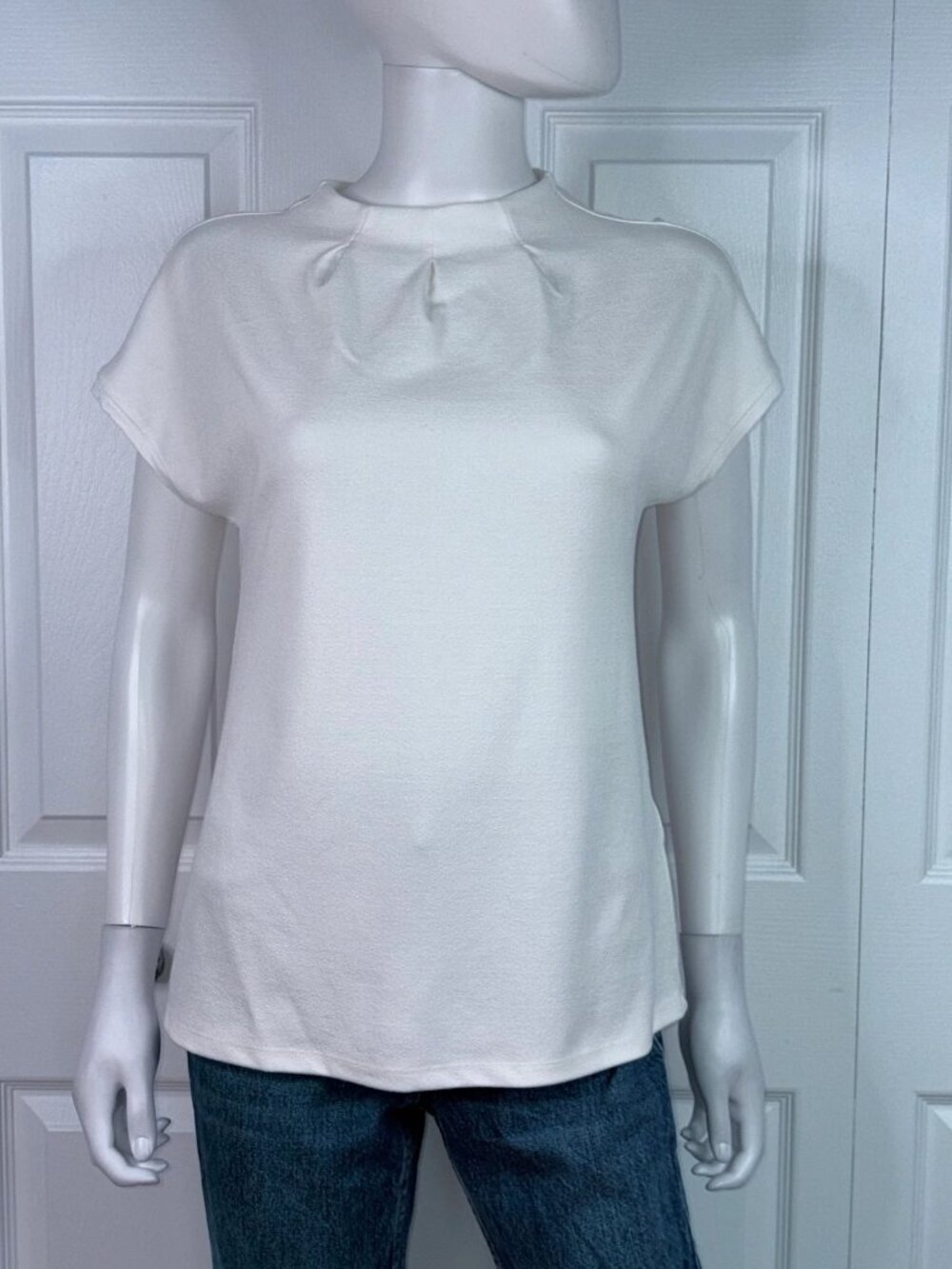 FRANSA women's white short-sleeved sweater medium size